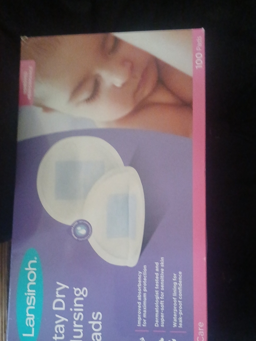 Lansinoh Stay Dry Nursing Pads - White on Purple Packaging